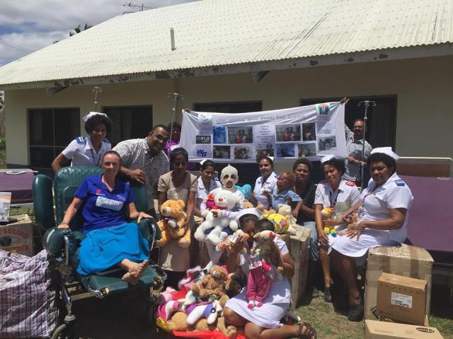 Donated items being presented to Nadi Hospital on behalf of Ashley, Jayne and Maddison Wren.